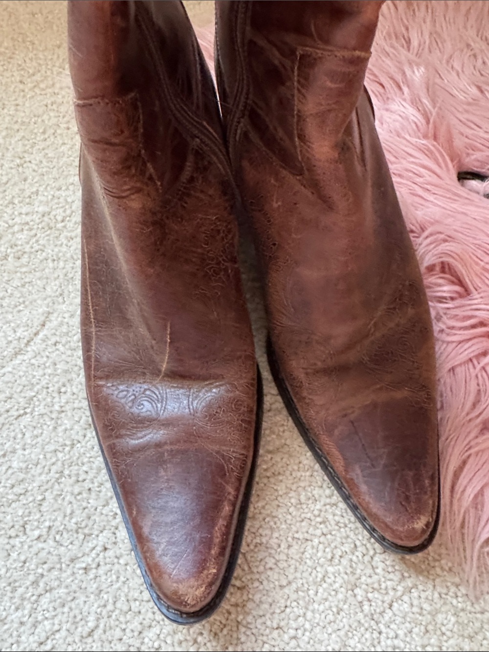 Vintage Classic Brown Leather Cowboy Boots - Picture 5 of 10